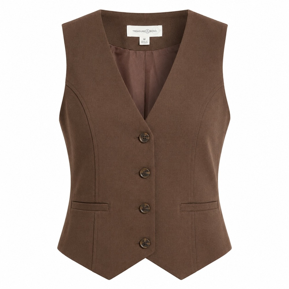 NWT Treasure & Bond Tailored Waistcoat Vest M Brown Chestnut Nordstrom $69
Work